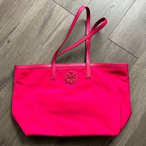 Tory Burch Neon Pink Nylon Shoulder Tote